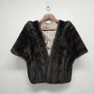 VTG Regina Glenara by Glenoit Faux Fur Stole Shoulder Wrap Lined Brown USA